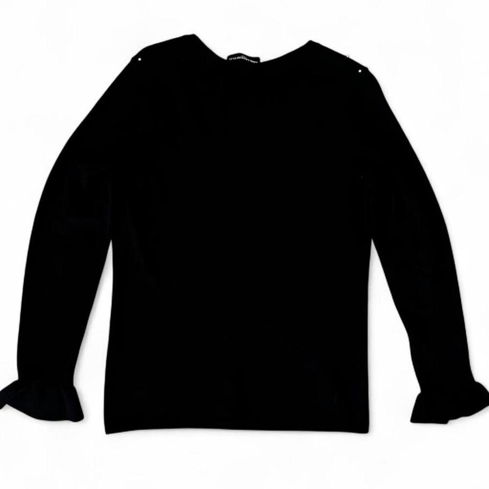Karl Lagerfeld Paris Black Pearl Sweater Crewneck Knit Minimal Chic Women’s M - Picture 3 of 6